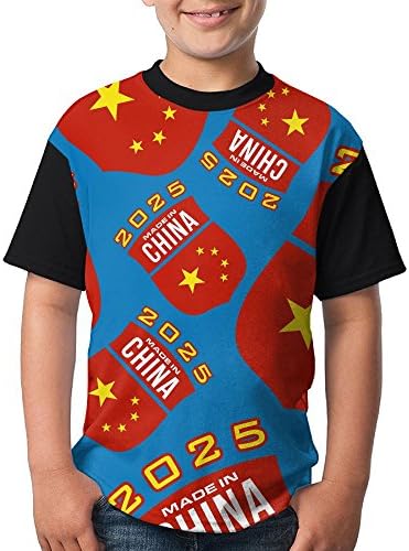 Made-in-china-2025- Boy Youth 3D Printing Fashion Round Neck T Shirts Funny Short-Sleeve T-Shirts