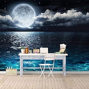 Wall Mural Moonlit Night Removable Wallpaper Wall Sticker for Bedroom Living Room - 66x96 inches