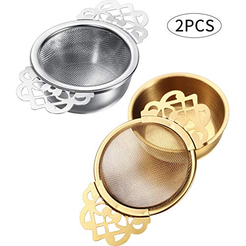 Empress Tea Strainers with Drip Bowls, Mesh Tea Infuser Stainless Steel Loose Leaf Tea Filter