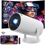Amovfilm HY300 Mini Portable Projector with WIFI6 and Bluetooth, 4K 1080P Support, 180° Rotatable, 150'' Screen, Auto Keystone Compatible for Laptop, PC, Smartphone