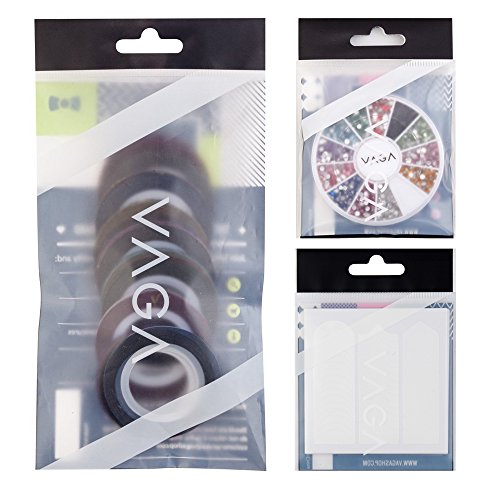Best Deal Professional Manicure Nail Art Salon Quality Tools Accessories Set Kit Including 10pcs Cards Each With 51pcs White Guides Stickers / Strips In 3 Different Shapes For French Nails And Lines Designs / Patterns Application, 30 Different Rolls of St