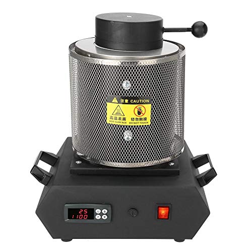 TMISHION Gold Melting Furnace, 1KG/2KG Electric Melting Furnace Gold Silver Copper Smelter, Casting Refining Precious Metals Gold, Silver, Copper and Aluminum Jewelry Making Tool, 110V(1KG)