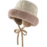 Winter Suede Bucket Hat with Ear Flaps Women Men Fuzzy Beanie Hat Faux Fur Fisherman Cap Beanies Hat Cloche Aviator Caps