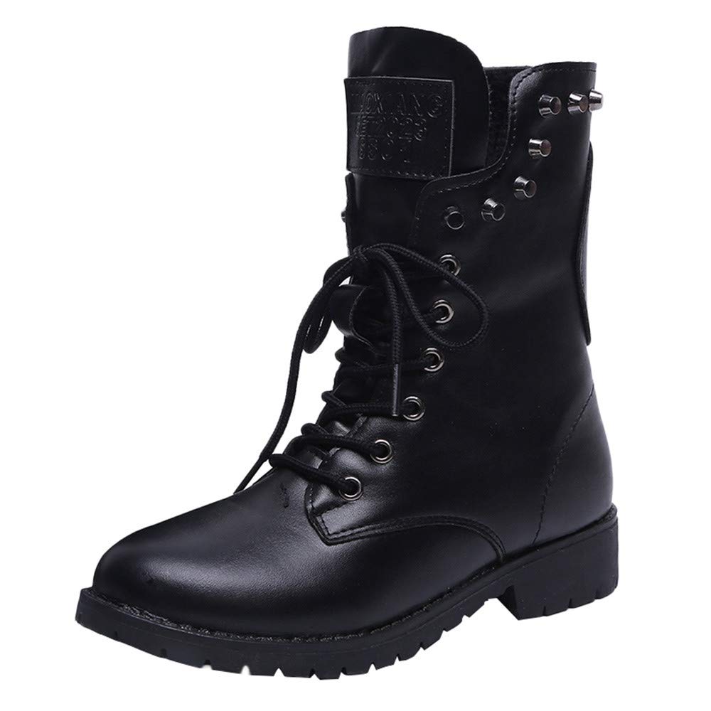 Honestyi R 30% off Scarpe Donna Stivaletti Stivali Bassi Anfibi Eco Pelle  Stringati Moda Stivaletti con Punta Arrotondata e Rivetti Stivali con Tacco  Quadrato Nero 36-39 Luci per esterni urban-earth.co.uk