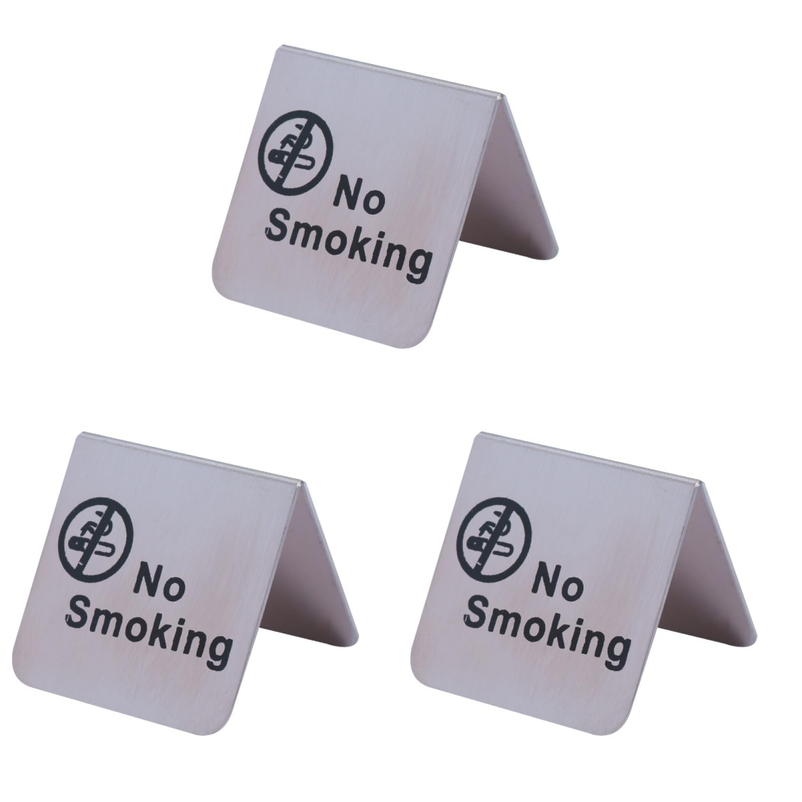 Gatuida No Smoking Sign, 3pcs No Smoking Table Sign Double Side Metal No Area Table No s Do Not Smoke for Desk