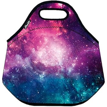 Shubb Lunch Bags, Insulated Lunch Bag, Neoprene Lunch Tote Boxes for Women, Girls, Kids - Purple Galaxy