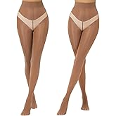 Aaronano 2 Pairs Shiny Pantyhose for Women High Waist Silk Oil Shimmer Sheer Tights