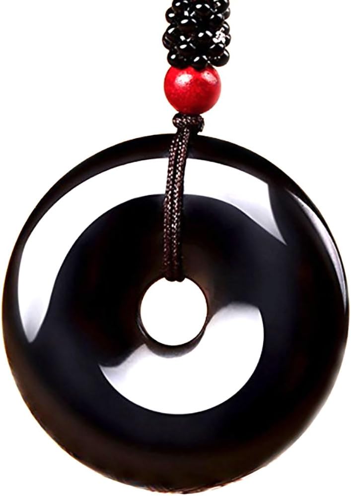 Black Obsidian Rainbow Eye Safety Protection Pendant Necklace