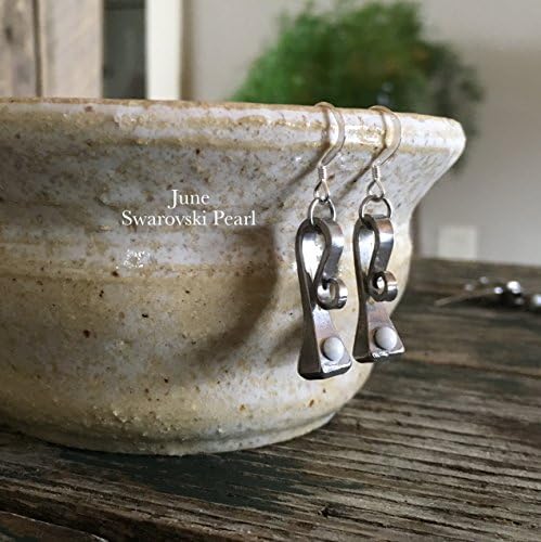 Birthstone Swarovski Crystal Horseshoe Nail Earrings on Sterling Earwire.
