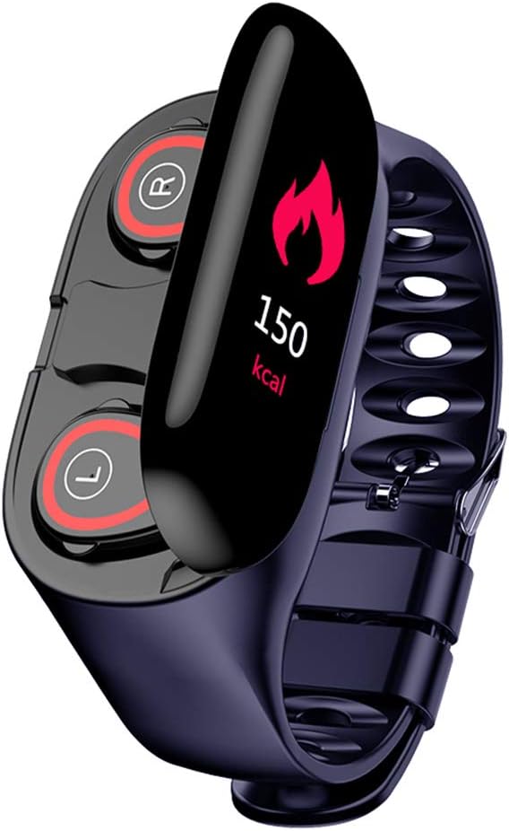 wudidianzi 2 in 1Smart Watch with Bluetooth Earphone Heart Rate Monitor Smart Wristband Fitness Tracker Bracelet