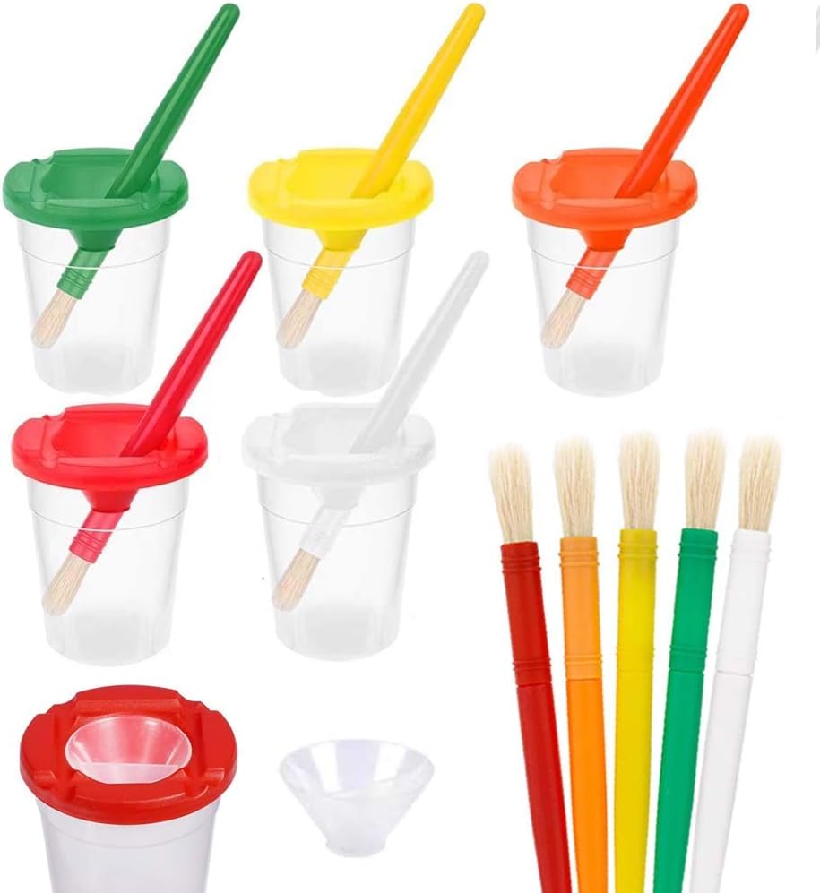 Brushes Paint and Lids with Cups Paint Jatidne for Toddlers for Set