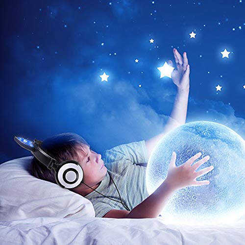 Esonstyle Kids Headphones Over Ear with LED Glowing Cat Ears,Safe Wired Kids Headsets 85dB Volume Limited, Food Grade Silicone, 3.5mm Aux Jack, Cat-Inspired (led cat Ear Kids Headphones-Black)
