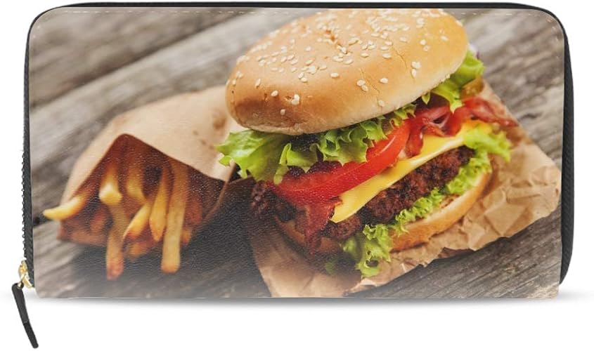 ハンバーガーとポテトレディース 長財布 大容量 おしゃれ 小銭入れ カード レシート仕分け コンパクト 華やか ボタン 人気 プレゼント バッグ スーツケース Amazon
