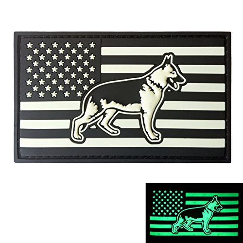 LEGEEON Glow Dark GITD K-9 USA Flag K9 Handler Dogs of War Morale Gear PVC Rubber 3D Hook&Loop Patch