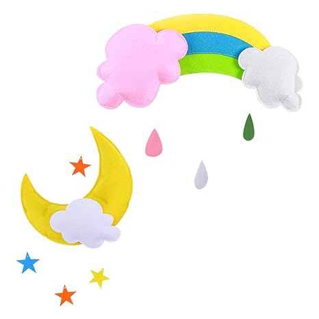 Nursery Hanging Clouds Moon Decorations With Stars Ceiling Mobile