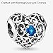 Pandora Jewelry - December Signature Heart Charm in Sterling Silver with London Blue Crystals