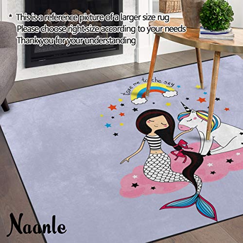 Naanle-Little-Unicorn-and-Mermaid-Non-Slip-Area-Rug-for-Living-Dinning-Room-Bedroom-Kitchen-5-x-758-x-80-Inches-Cute-Nursery-Rug-Floor-Carpet-Yoga-Mat Naanle Little Unicorn and Mermaid Non Slip Area Rug for Living Dinning Room Bedroom Kitchen, 5' x 7'(58 x 80 Inches), Cute Nursery Rug Floor Carpet Yoga Mat