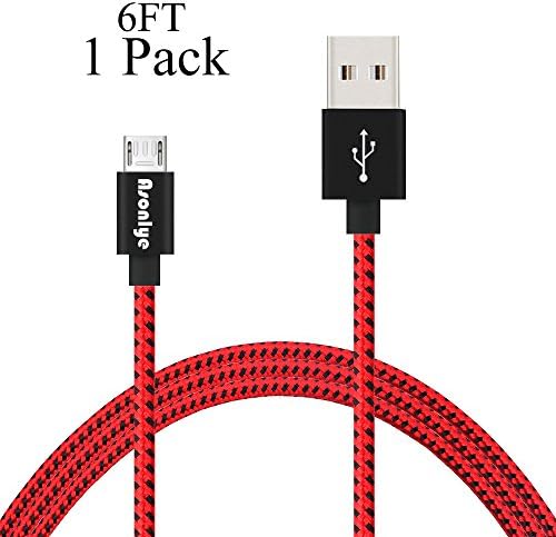 Micro USB Cable, Asonlye 6 Feet Long Micro USB to USB 2.0 Cable Nylon Braided Android Charger Fast Charging Cord for Android/Windows/LG/Camera/MP3 and other Device 1 Pack Red