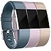 Maledan Bands Replacement Compatible with Fitbit Charge 2, 3-Pack, Small Slate Blue/Lavender/Beige