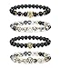 LOLIAS 4 Pcs Lava Rock Bead Bracelet for Men Leopard Lion Bracelet Set Adjustable 8MM Beads,IL