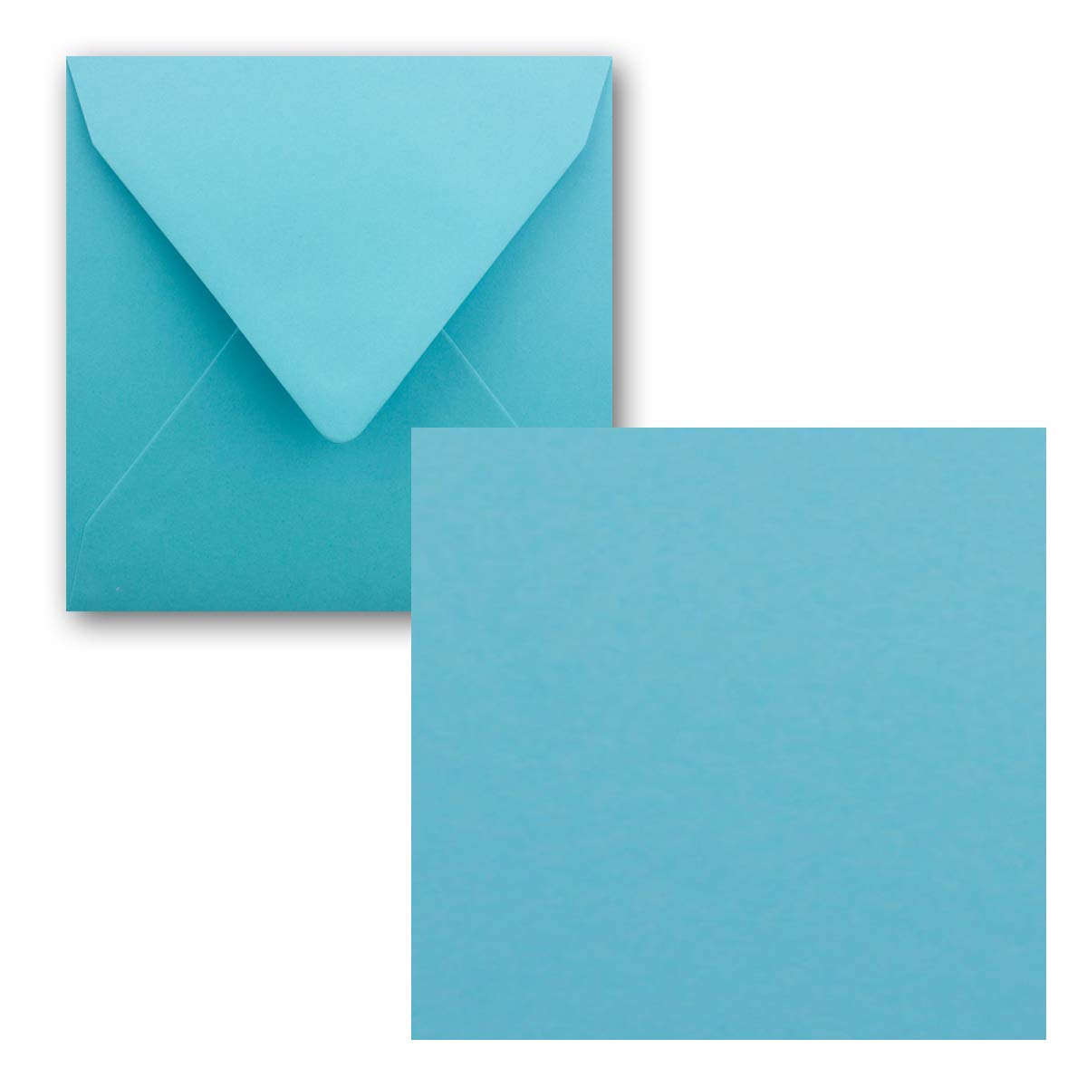 FarbenFroh® by Gustav Neuser® Set of 25 Simple Square Cards 15 x 15 cm with Envelopes Turquoise for Greeting Cards etc.