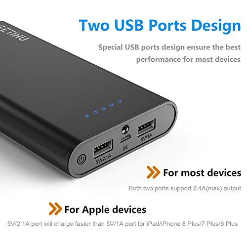 image for GETIHU Portable Charger, 20000 mAh High Capacity Power Bank, 2.1A High
