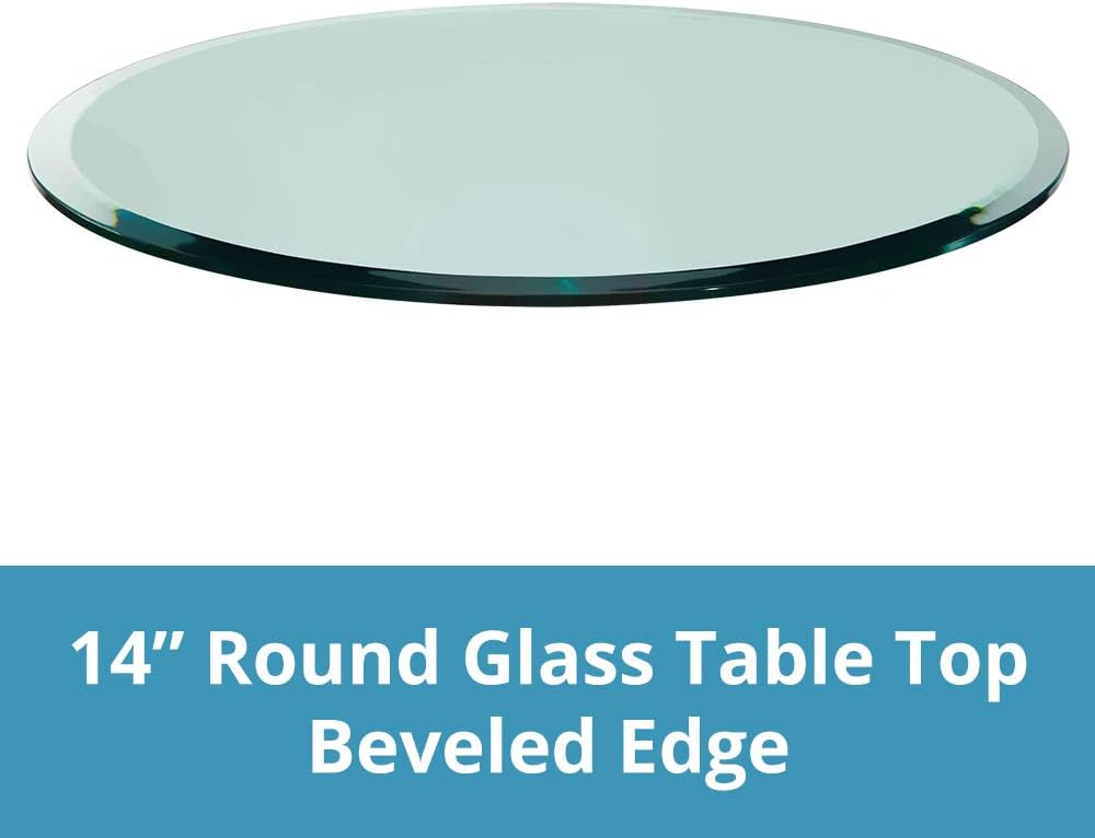 14" Inch Round Glass Table Top, 1/2" Thick, Beveled Edge, Annealed