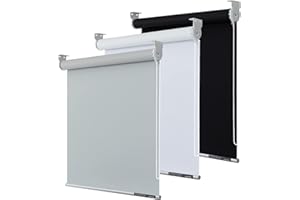 LINKCOO 100% Blackout Roller Window Shades, Room Darkening Window Blinds with Thermal Insulated Fabric, Corded Roll Pull Down Shades for Home and Office (Grey - Width 46", Max Drop Height 79")