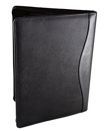 Alpine Swiss Genuine Leather Writing Pad Portfolio Business Case for Left & Right Handed Use with Tablet Sleeve Crosshatch Black - Thumbnail 5
