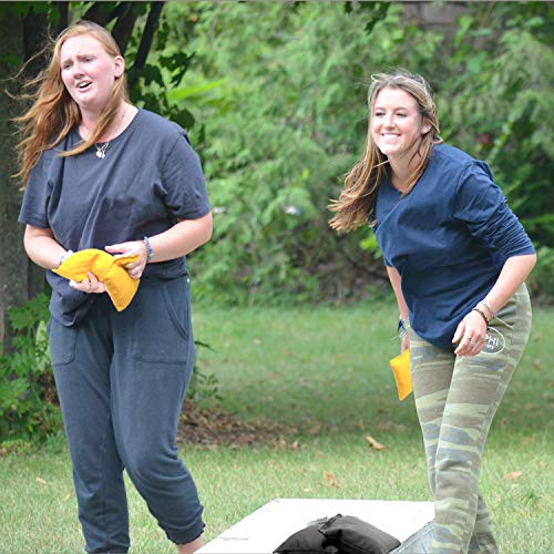 Cornhole Bags Weather Resistant Cornhole Bean Bags Duckcloth Canvas Corn Filled Double Stitched Corn Hole Bean Bags Portable Tote Bag Regulation Cornhole Bags Kid Tossing Tournament (Black And Yellow)