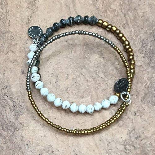 Paper Bead Two Piece Envision Bracelet Black & White