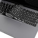 Kuzy - MacBook Pro Keyboard Cover with Touch Bar for 13 and 15 inch New 2019 2018 2017 2016 (Apple Model A2159, A1989, A1990, A1706, A1707) Silicone Skin Protector - Black