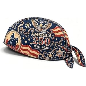 250 Anniversary USA Do Rags Skull Cap for Men Elastic Eagle Cycling Biker Pirate Bandana Hat