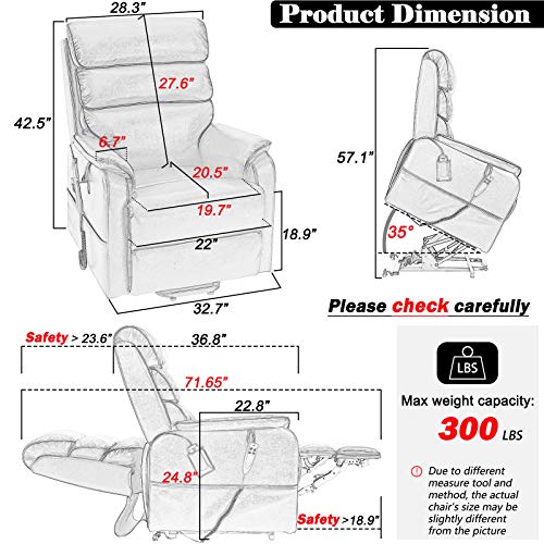 Jacky Home Lift Recliner Dual Motor Lay Flat Electric Power Chair with Massage and Heat for