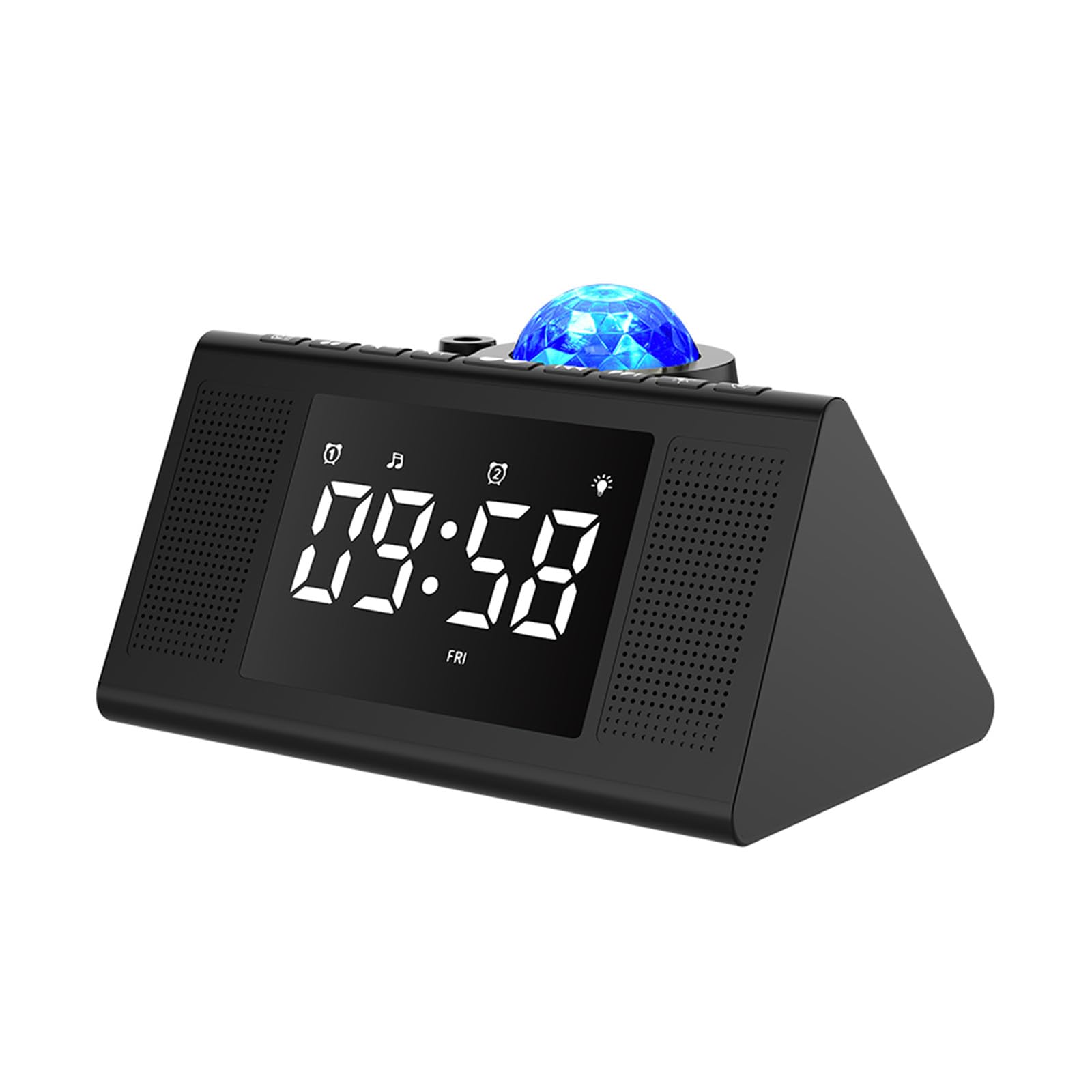 Photo 1 of QMYPKJ Star Projection Alarm Clock with Bluetooth Speaker, Galaxy Projection Night Light for Bedroom, White Noise and Radio, Remote Control Digital Clock,Kids Adults Gaming Room, Ceiling, Room Decor