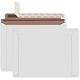 Bonfasvo Rigid Mailers 30 Pack 9.5 x 12.5 inches White Self Seal Stay Flat Bulk Cardboard Kraft No Bend Mailers Peel and Seal for Document Photos Pictures Papers Files CD