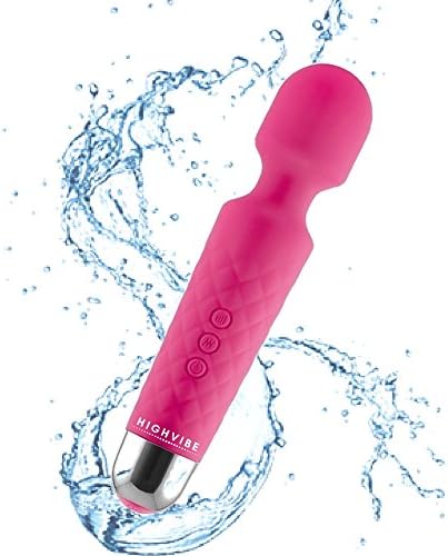 Waterproof Cordless Wand Massager by HighVibe - Strongest Viberate Power - Best Rated for Travel Gift - Magic Stress Away - Perfect for Muscle Aches &amp; Personal Sports Recovery - USB - Mini - Pink