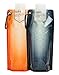 Tap Antibacterial Collapsible Water Bottle BPA Free Flat Hydration Soft Canteen (Navy 1 + Orange 1)