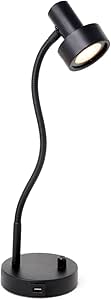 O’Bright Dimmable LED Desk Lamp with USB Charging Port (5V/2A), Full Range Dimming LED, Table Lamp with USB Charger, Flexible Gooseneck, Office Desk Lamp/Bedside Lamp, Vintage Design (Black)