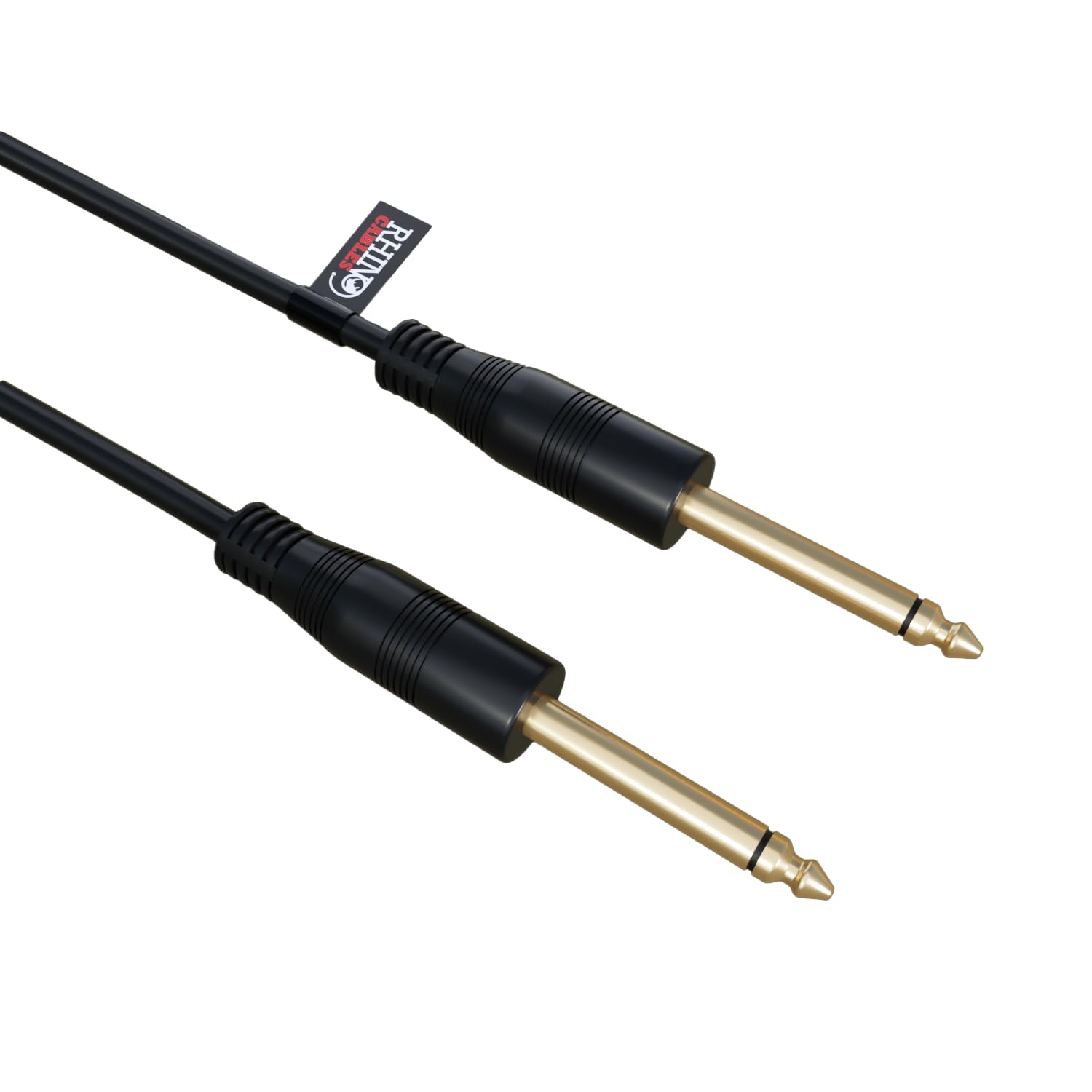 rhinocables Mono Audio Cable 6.35mm 1/4" Lead Gold Plated Jack Instrument Cable Plugs (Male to Male) for Electric Guitar, Bass, Amp, Stereo, Keyboard, and Sound Mixing (2m)