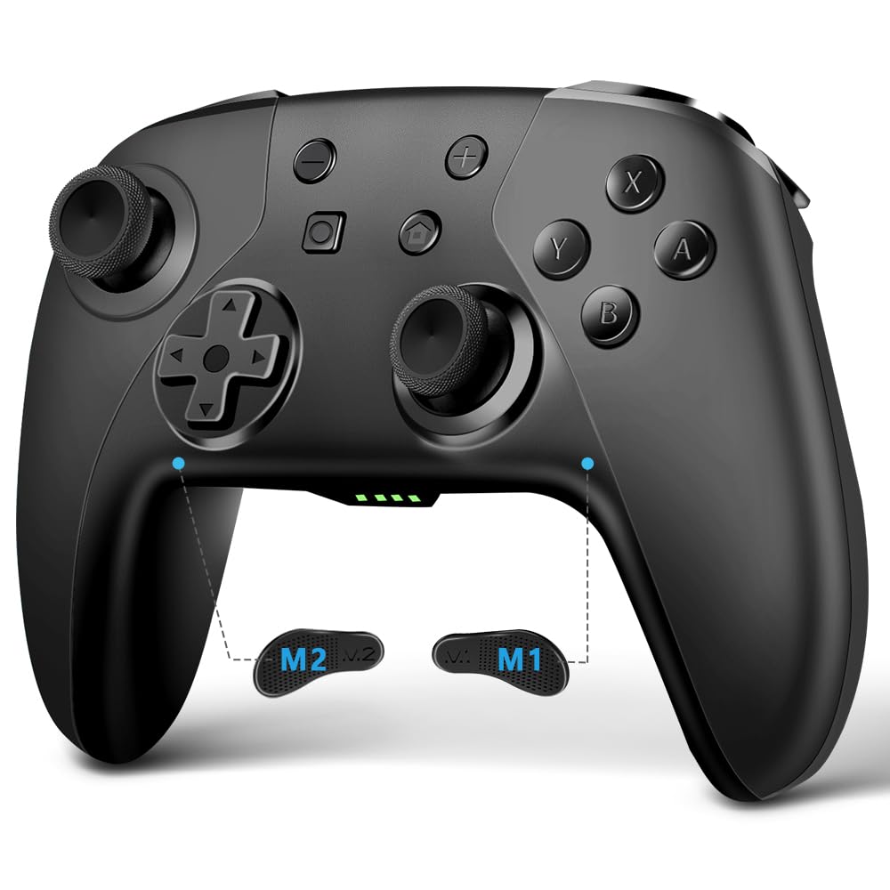 AceGamer Wireless Controller for Nintendo Switch/Lite/OLED/Windows, Hall Effect Joystick for Switch 2 Controllers with Wake Up/Turbo/Vibration/Back Buttons (Black)