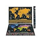 Scratch Off Maps - 24 x 17 Scratch Off World Map + 17 x 13 Scratch Off USA Map - Detailed World Map with US States and all Country Flags + Detailed US Map with State Flags and Landmarks.