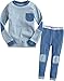 Vaenait Baby Boy's Sleepwear Pajama Top Bottom 2 pieces Set Basic Pocket Blue