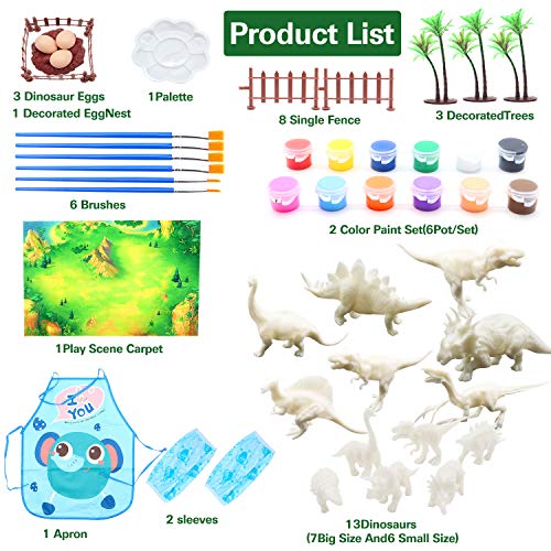 41pcs Dinosaur Painting Kit for Kids Crafts and Arts Set Painting Kit Decorate Your Own Dinosaur Figurines DIY Dinosaur Arts Crafts 3D Painting Dinosaurs Toys for Kids Boys Girls Age3 4 5 6 7Years Old