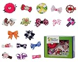 Bundle Monster 18pc Girl Baby Toddler Ribbon Bows Flowers Mixed Design Hair Clip