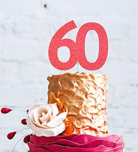 Number 60 Cake Topper Large - 60th Birthday Cake Topper - Glitter Light Pink