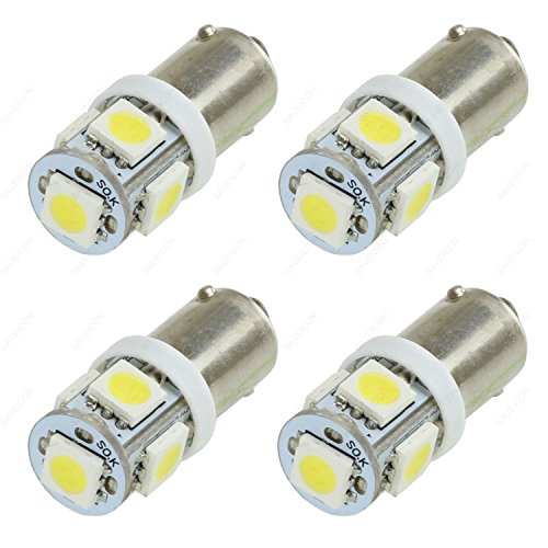 SAWE - T11 BA9S 5 SMD 5050 LED Car Wedge Light Bulbs 1895 T4W 1445 6253 (4 pieces) (White)