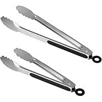 Lyxa SR Set of 9-inch and 12-inch Stainless Steel Kitchen Tongs with Locking, Metal Cooking Tongs with Non-Slip Grip…