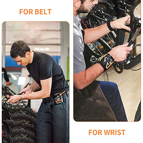 Jusale Magnetic Wristband Adjustment Strong Tool Belt with 2 Pockets for Holding Screws Nails Drill Bits