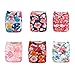 ALVABABY 6 Pack Cloth Diaper with 12 Inserts One Size Adjustable Washable Reusable Diaper Cover for Baby Girls and Boys